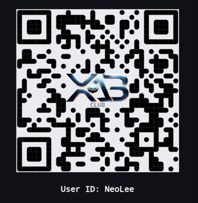QR code for the XAB Club signup referral link with user ID NeoLee